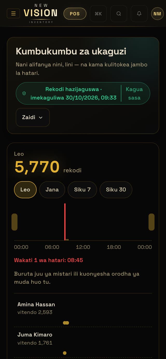 Kumbukumbu za ukaguzi kwenye simu, na muhuri juu